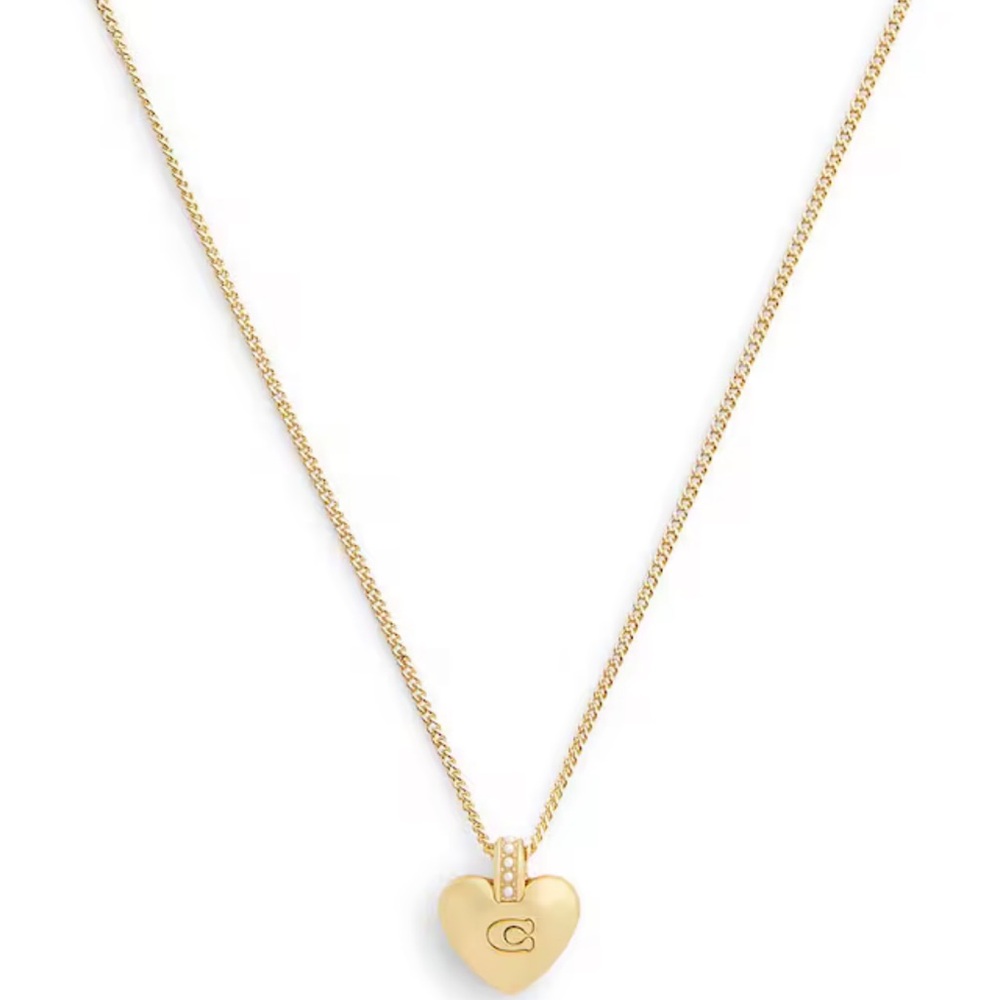 Coach Gold Heart Necklace and Charm Bracelet Set